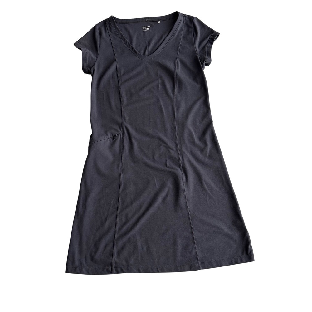 Toad & Co Aquaculture V Neck Short Sleeve Gray Active Stretch Dress Medium